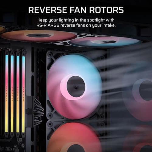 Corsair RS120-R ARGB 120mm PWM Reverse Cabinet Fan (Triple Pack)